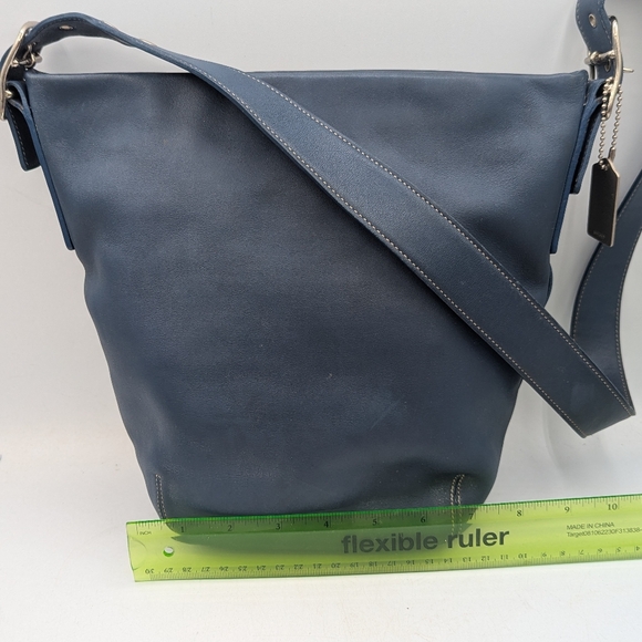 Rare Color Vintage Coach Legacy Soho Duffle Sac Slate Blue Leather - Picture 2 of 11